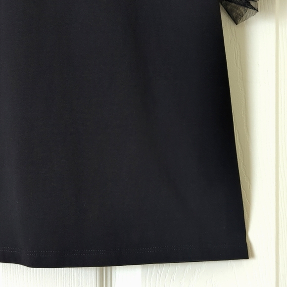 Joie Flirty Ruffled Tiered Tulle Short Sleeve Lightweight Crewneck Top Black L - Picture 7 of 9